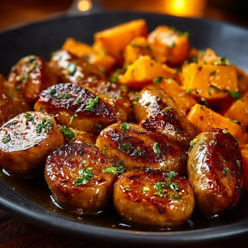 Honey Garlic Sausage with Sweet Potatoes