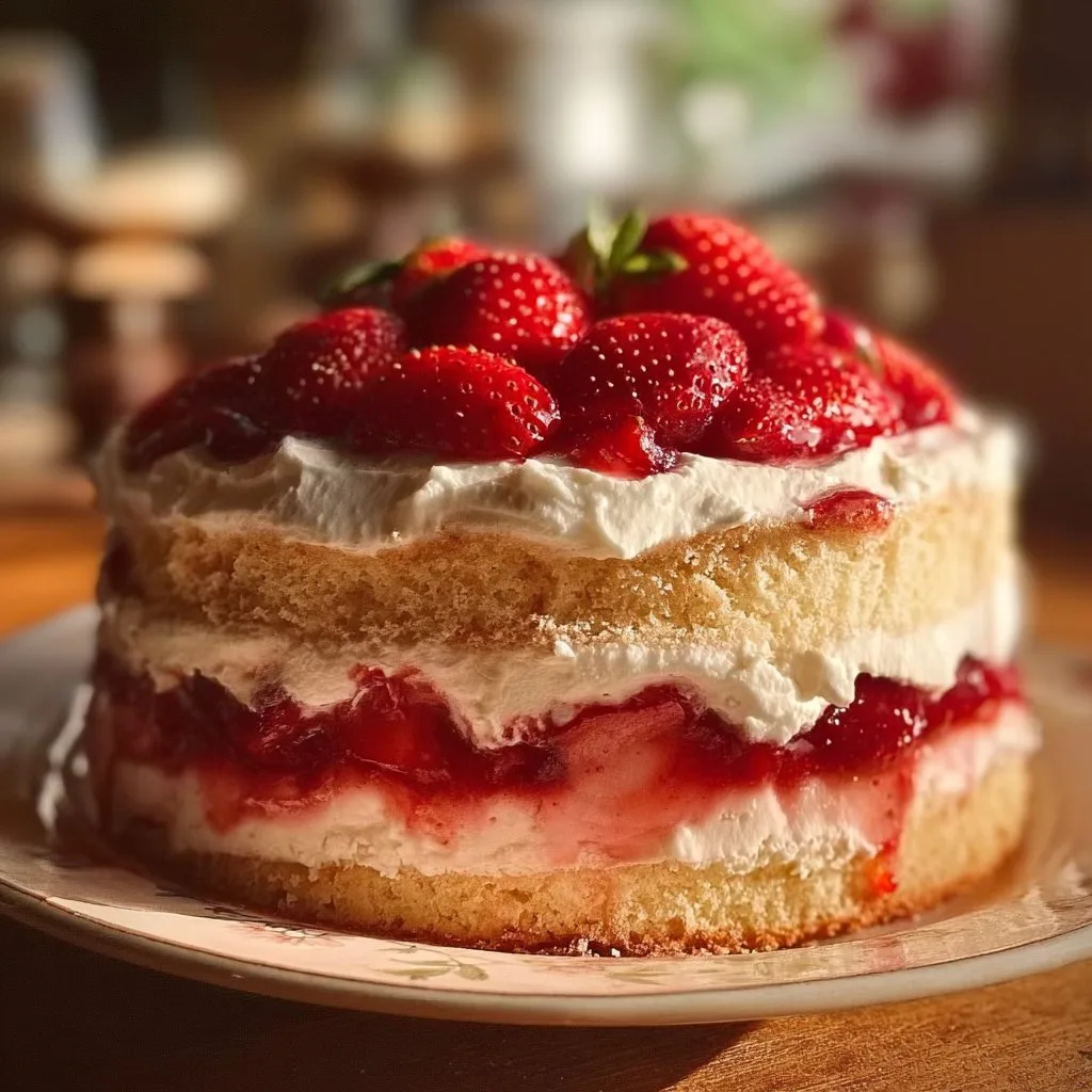 Strawberries and Cream Cake 1 Strawberries and Cream Cake