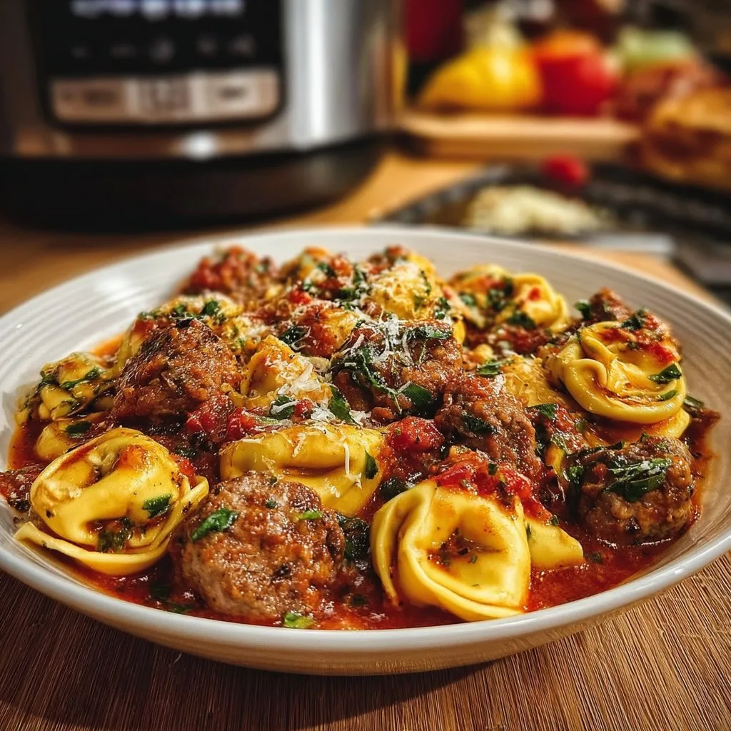 Crockpot Cheese Tortellini and Sausage
