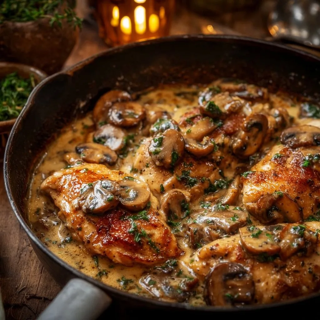 One-Pan Creamy Parmesan Garlic Mushroom Chicken 4 One-Pan Creamy Parmesan Garlic Mushroom Chicken Recipe