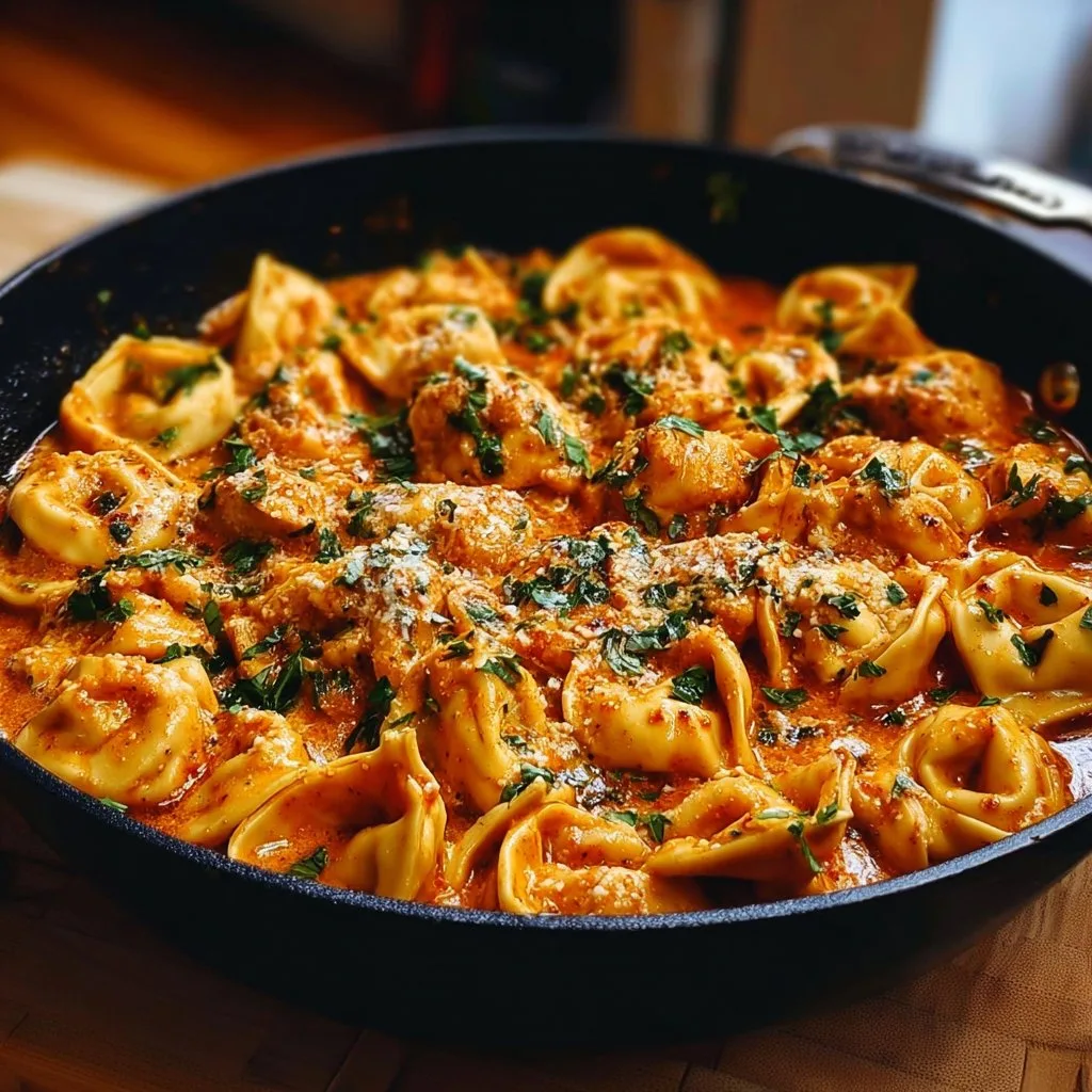 One-Pot Spicy Garlic Butter Chicken Tortellini
