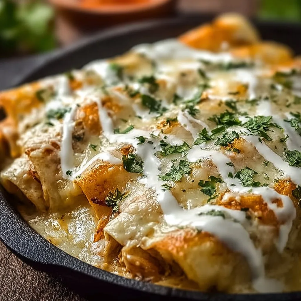 Chicken Enchiladas with Sour Cream White Sauce