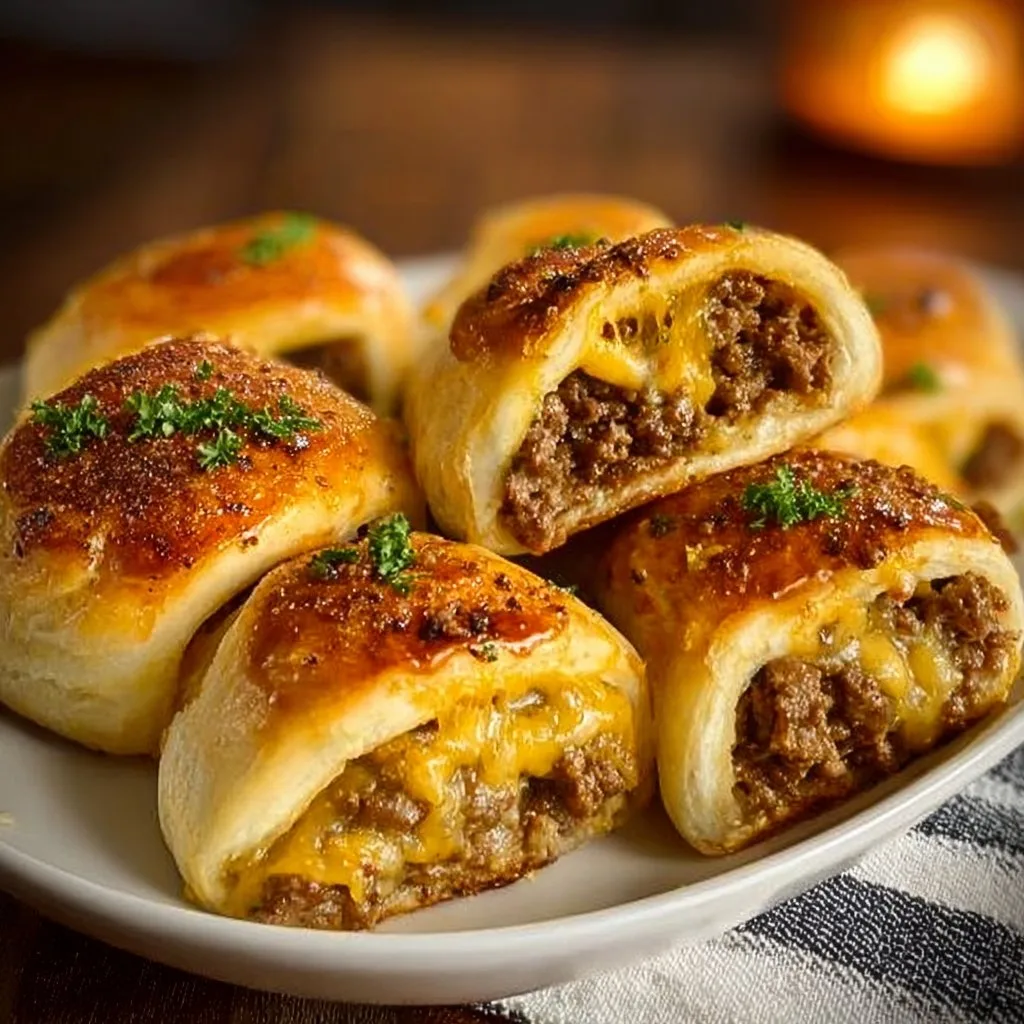 Indulge in Garlic Butter Cheeseburger Rollups for a Quick Delight!
