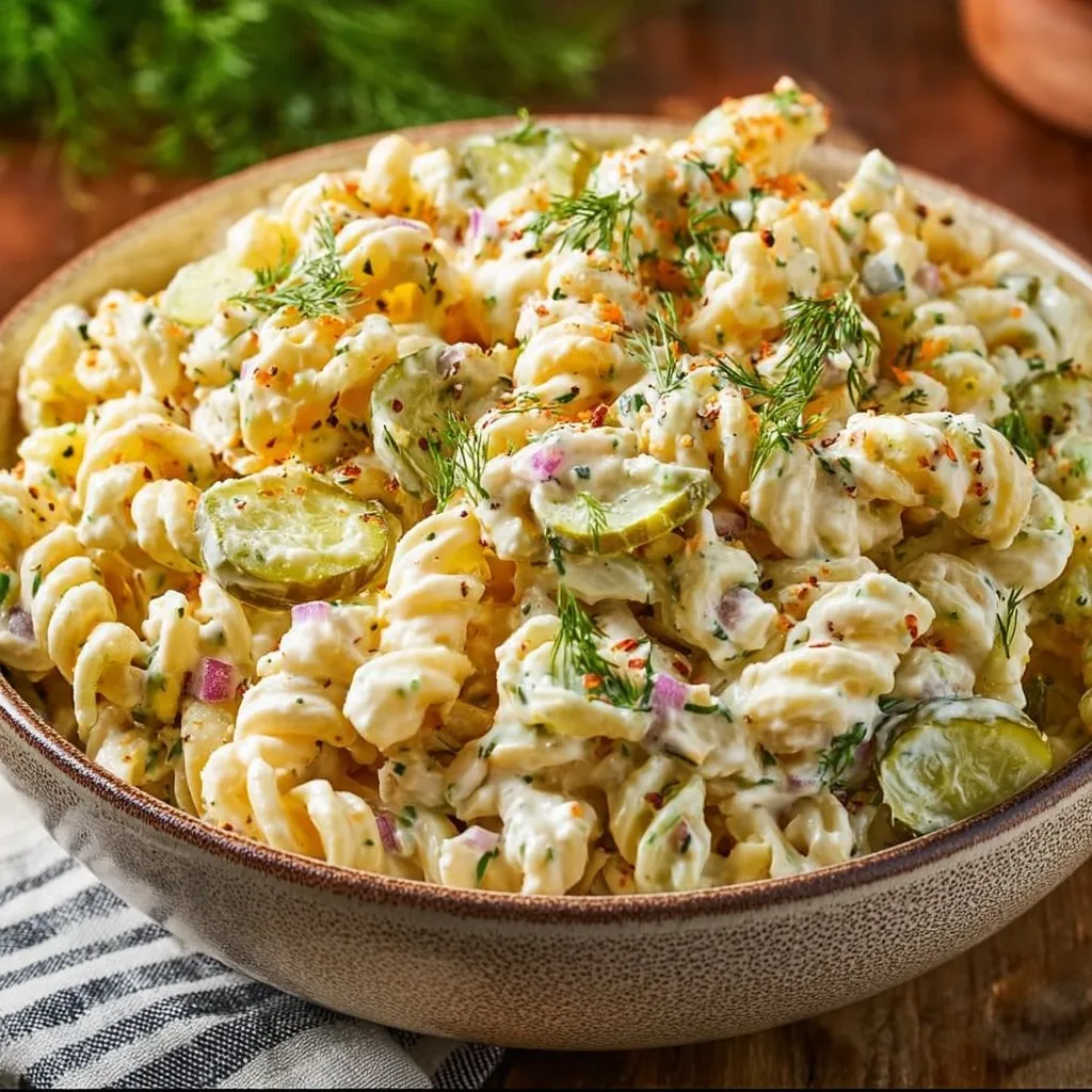 Creamy Dill Pickle Macaroni Salad