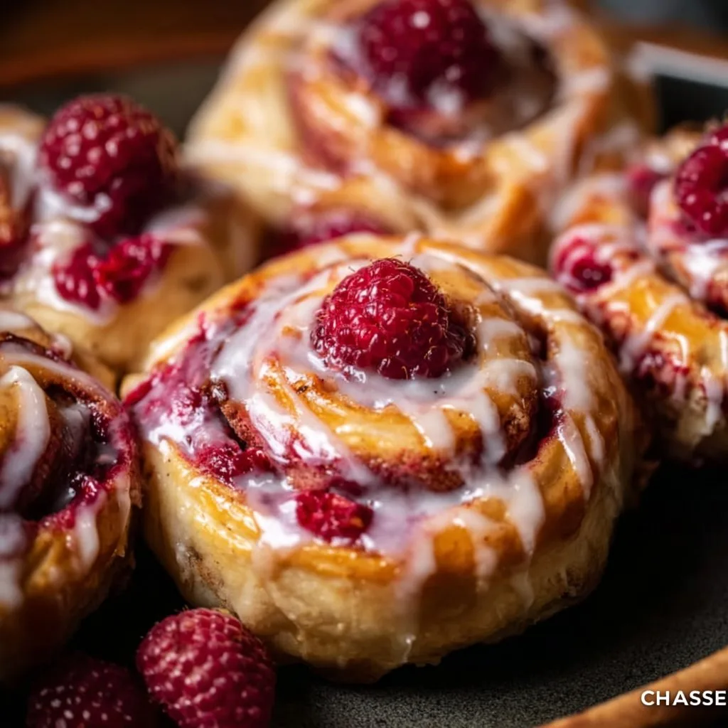 Raspberry Cinnamon Rolls with Lemon Glaze