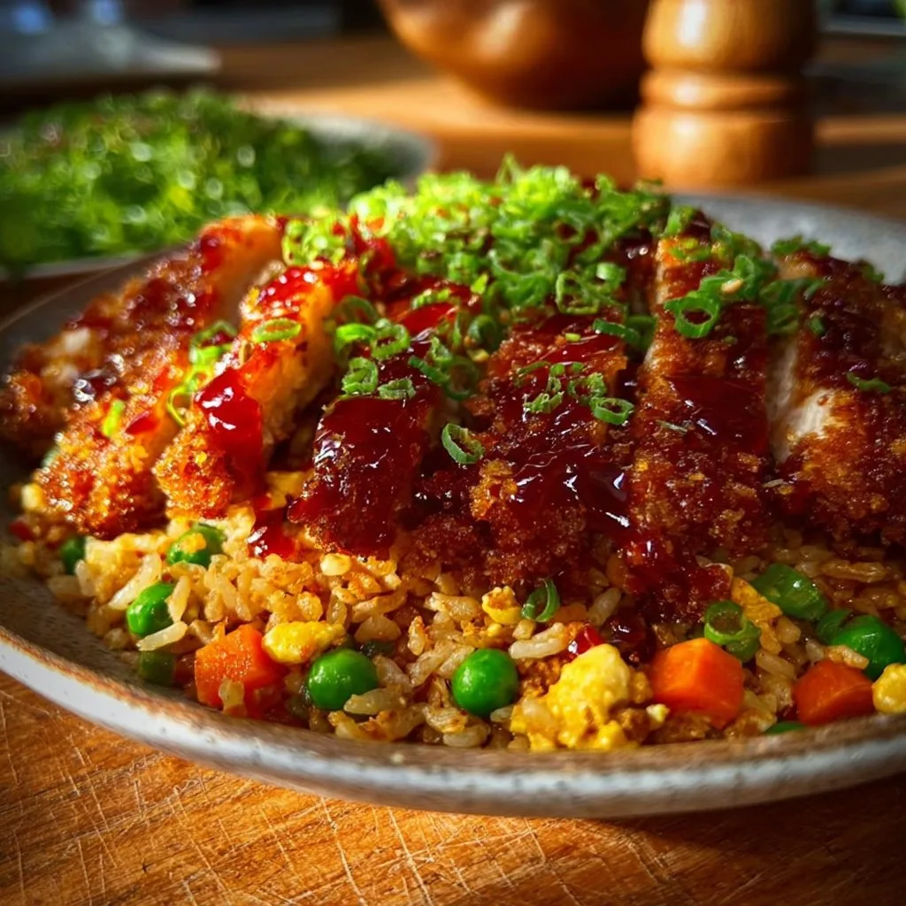 Crispy Saucy Chicken with Vegetable Fried Rice