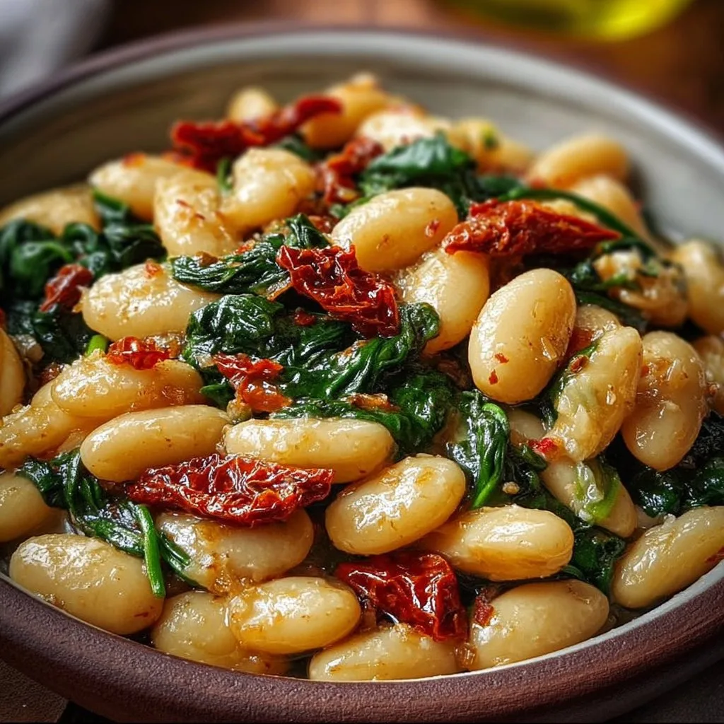 TUSCAN BUTTER BEANS WITH SPINACH AND SUN-DRIED TOMATO