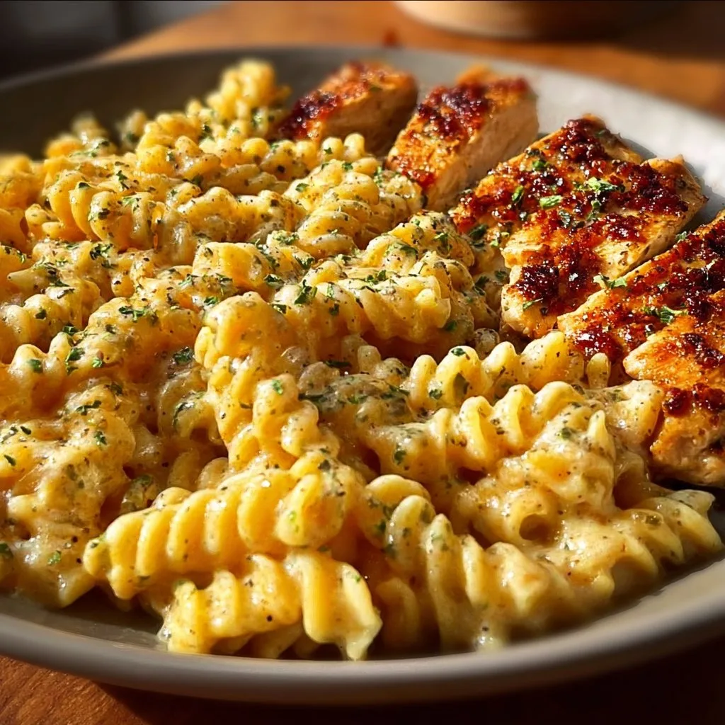 Cheesy Rotini with Garlic Parmesan Chicken Easy Pasta Dinner