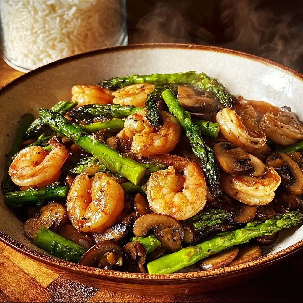 Shrimp and Asparagus Stir-Fry with Mushrooms