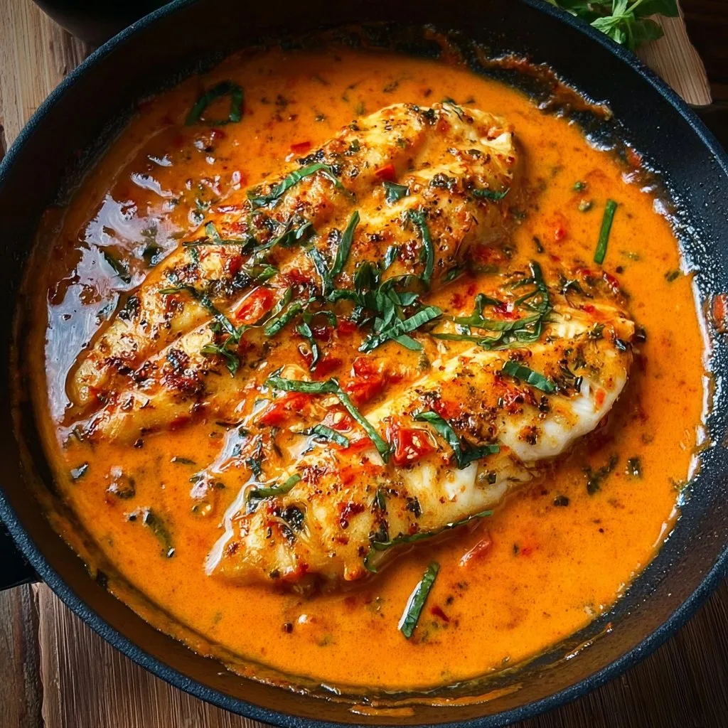 Tilapia in Roasted Pepper Sauce