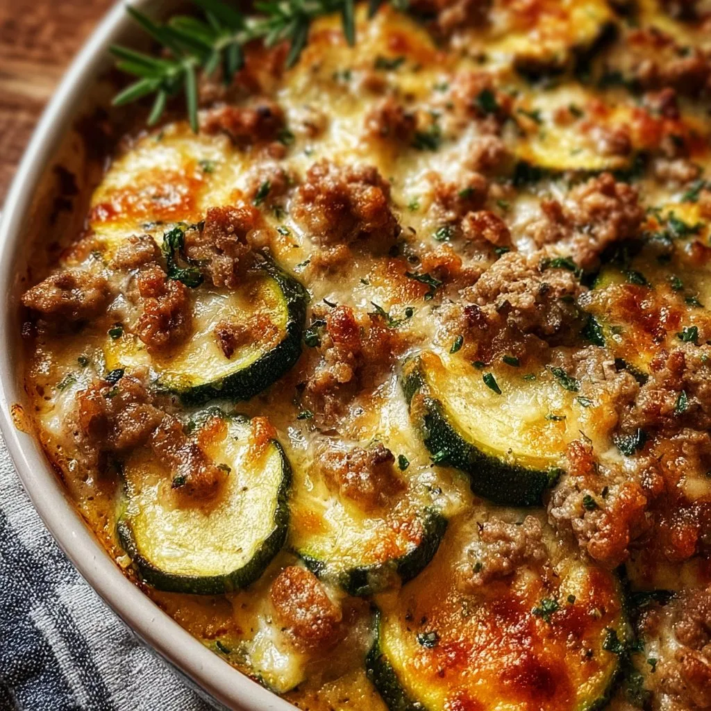 Savory Ground Turkey Zucchini Casserole