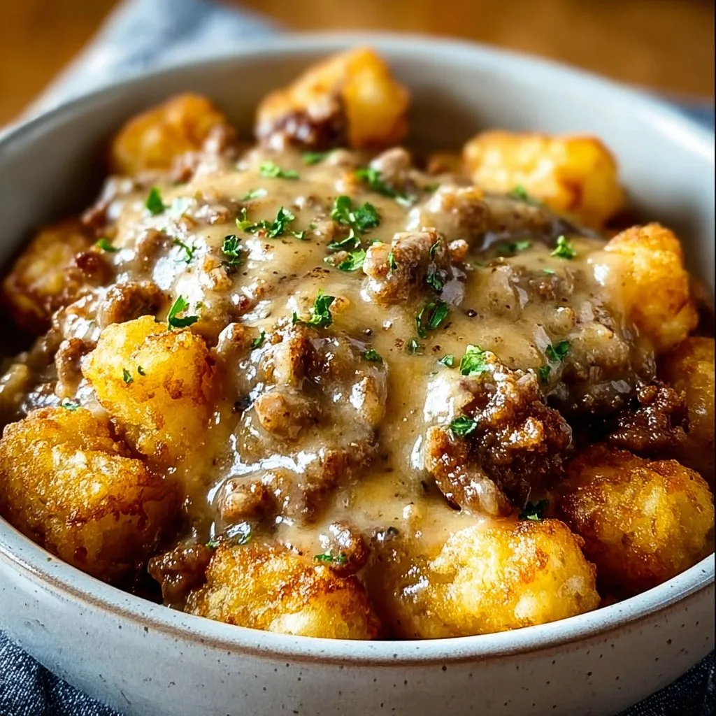 Tater Tot Breakfast Bowl with Sausage Gravy
