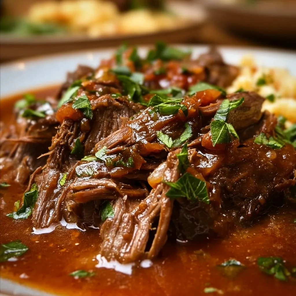 Slow-Braised Pot Roast with Tomato-Basil Sauce