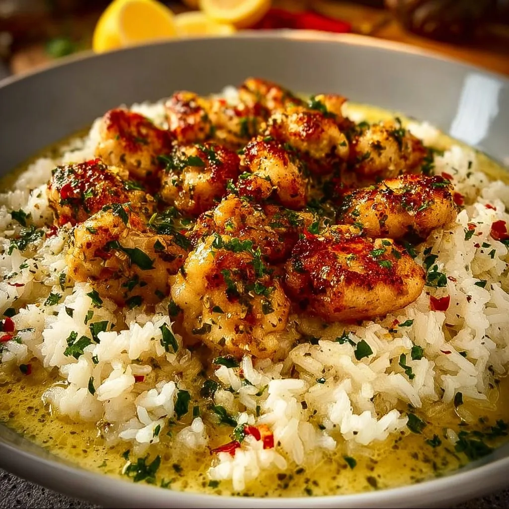 Chicken Scampi with Creamy Garlic Parmesan Rice