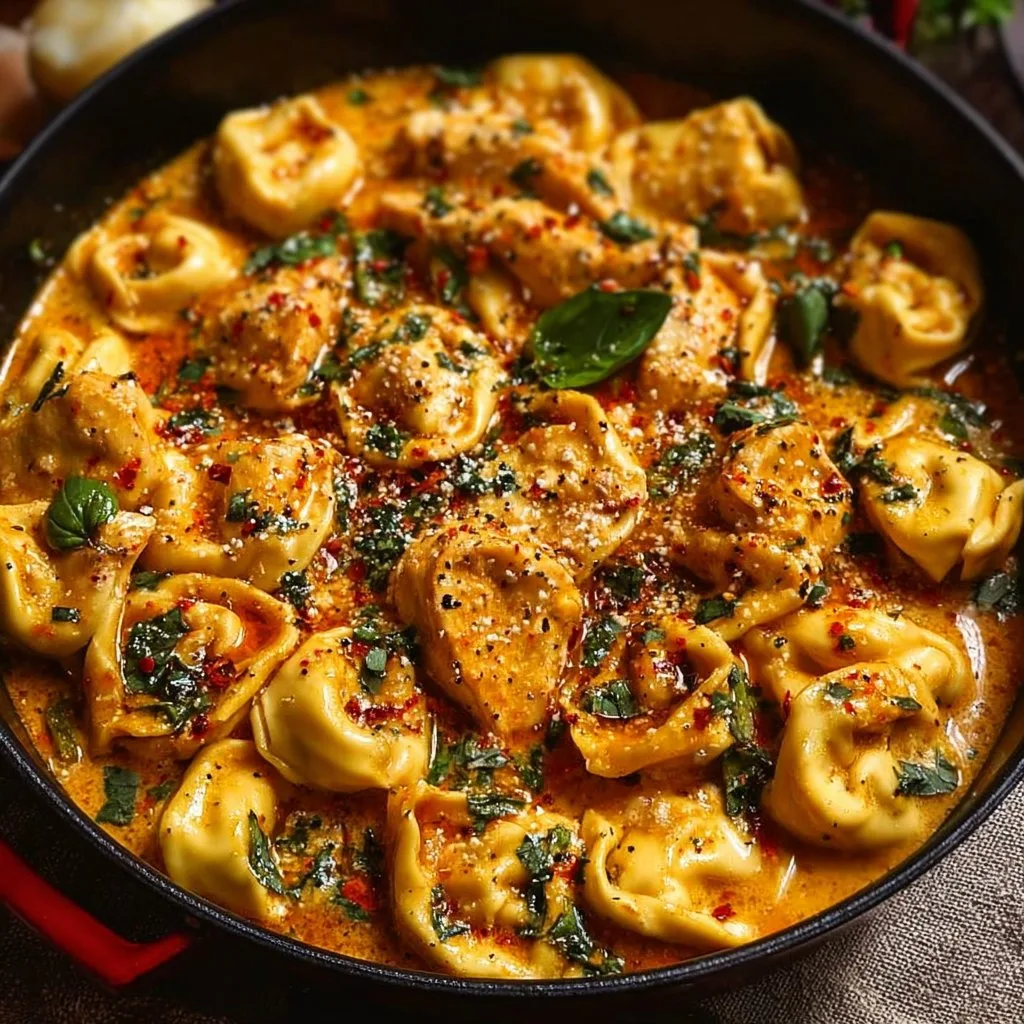 One-Pot Spicy Garlic Butter Chicken Tortellini