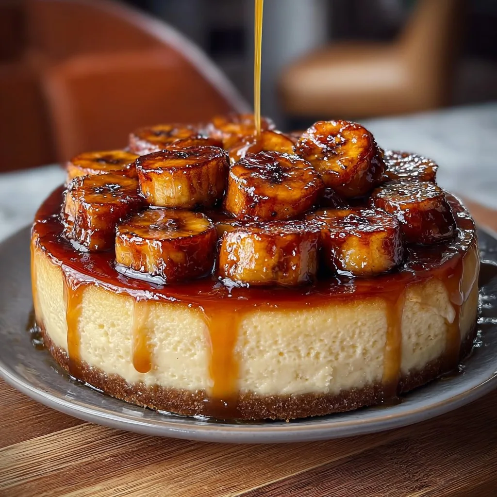 Caramelized Banana Cheesecake with Rum Glaze