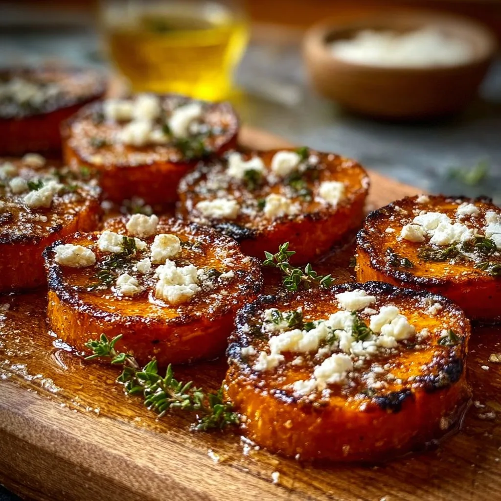 Roasted Sweet Potato Rounds with Honey & Feta