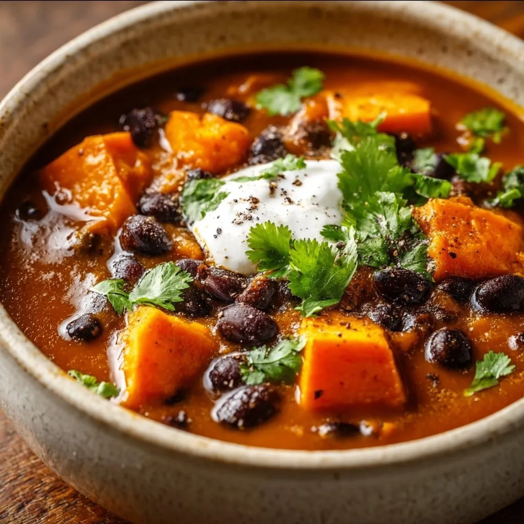 Roasted Sweet Potato and Black Bean Soup