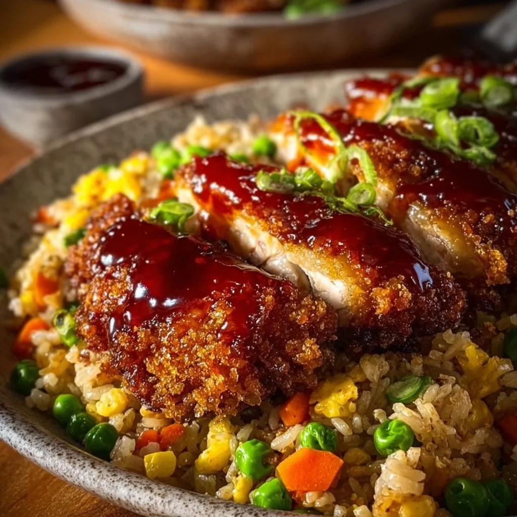 Crispy Saucy Chicken with Vegetable Fried Rice