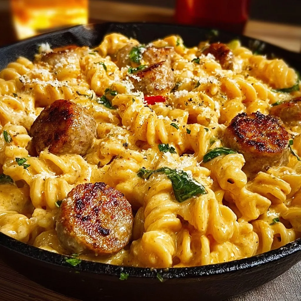 One-Pan White Cheddar Ranch Sausage Magic Pasta