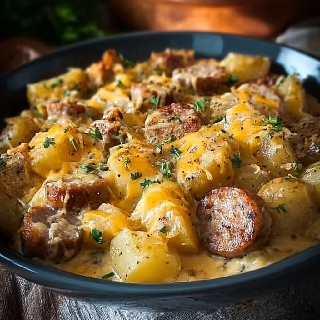 Discover the Comfort of Easy Slow Cooker Sausage and Cheesy Potatoes!