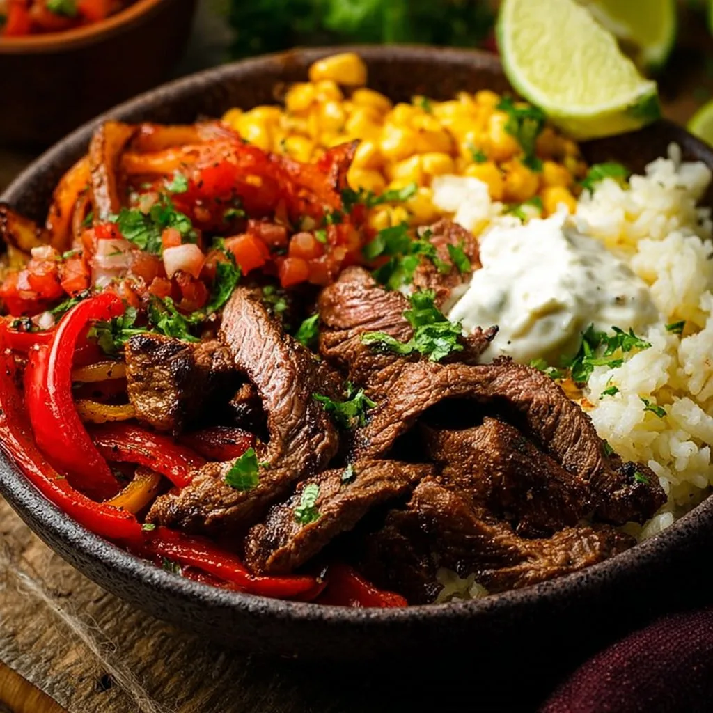 High Protein Steak Fajita Bowl