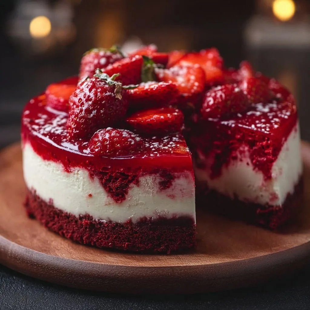 Red Velvet Strawberry Cheesecake – Creamy & Stunning Dessert Recipe
