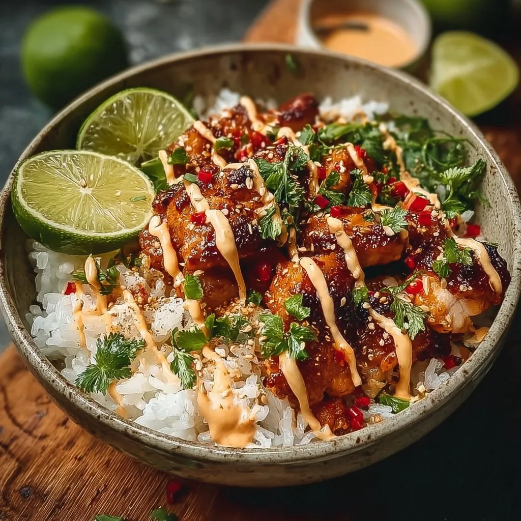 Sweet Chili Chicken Bowl with Coconut Lime Drizzle