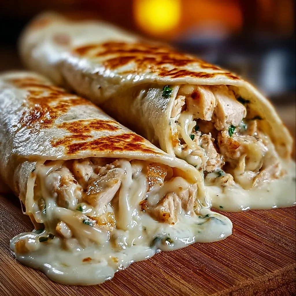 Creamy Cheesy Chicken Alfredo Wraps Delight