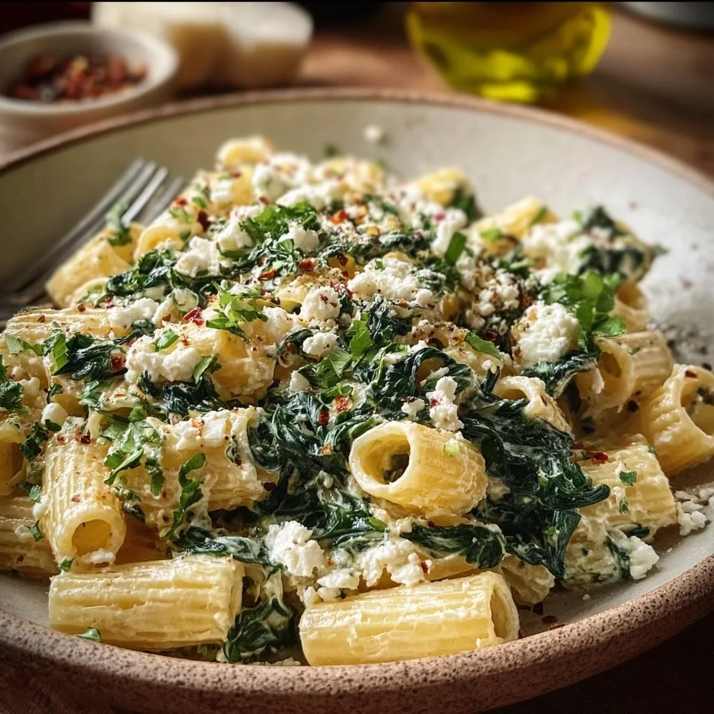 Quick Spinach and Feta Pasta
