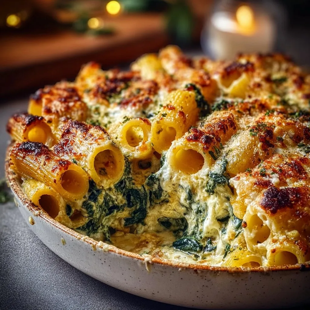 Baked Rigatoni with Spinach and Ricotta