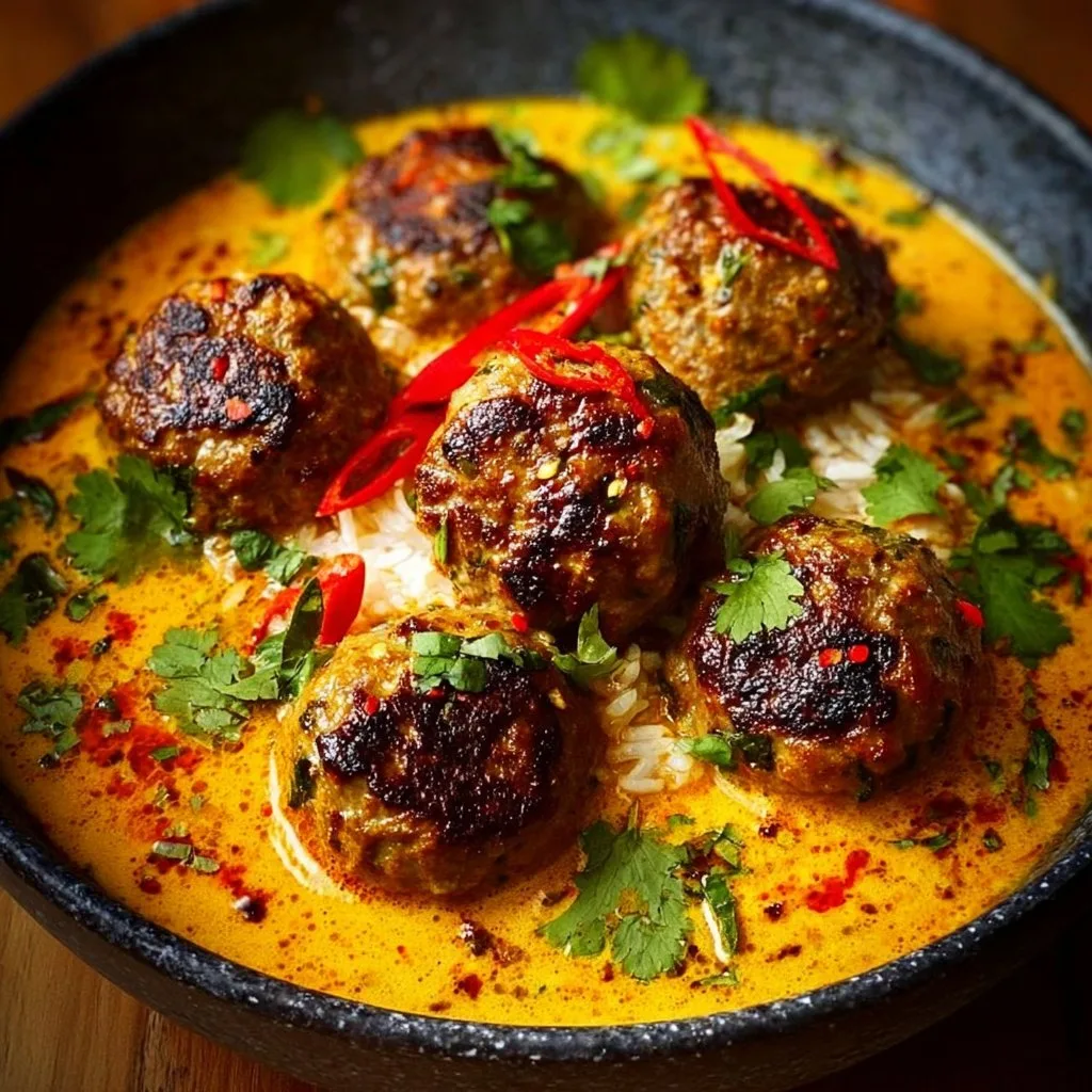 Jerk Meatballs In Coconut Curry Sauce