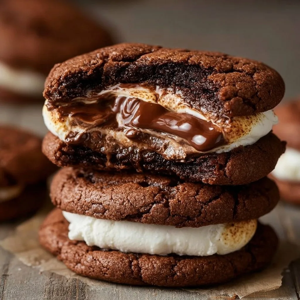 Thick Nutella Marshmallow Cookies with Fudgy Layers 4 Thick Nutella Marshmallow Cookies with Fudgy Layers