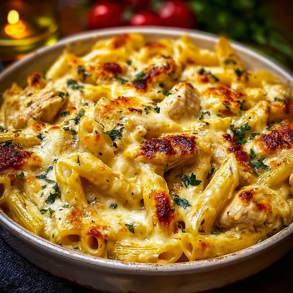 Baked Creamy Chicken Mozzarella Pasta