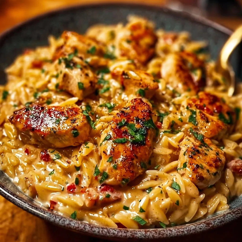 One-Pot Cajun Chicken Alfredo Orzo: Quick & Creamy Delight