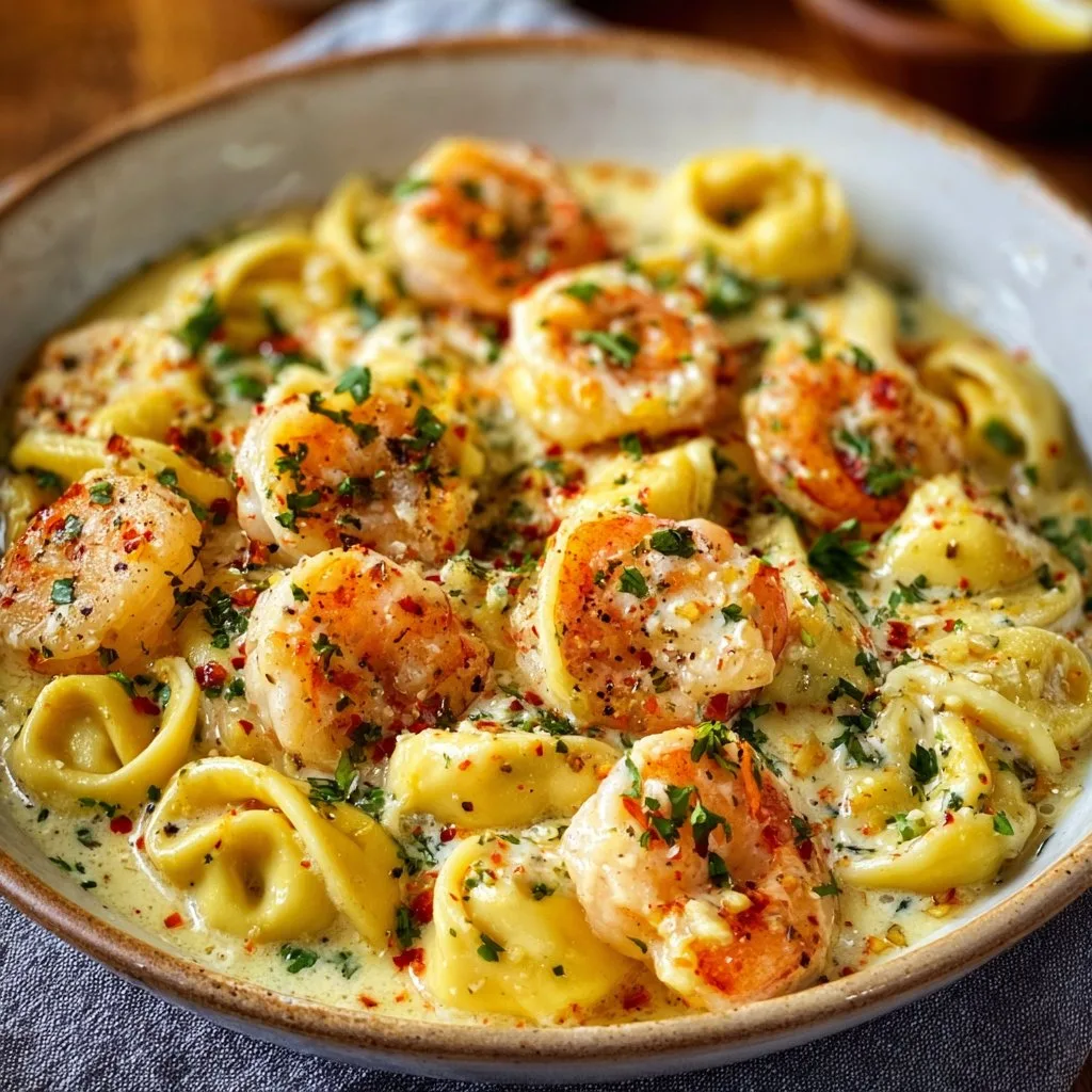 Shrimp Tortellini in Lemon Garlic Cream Sauce