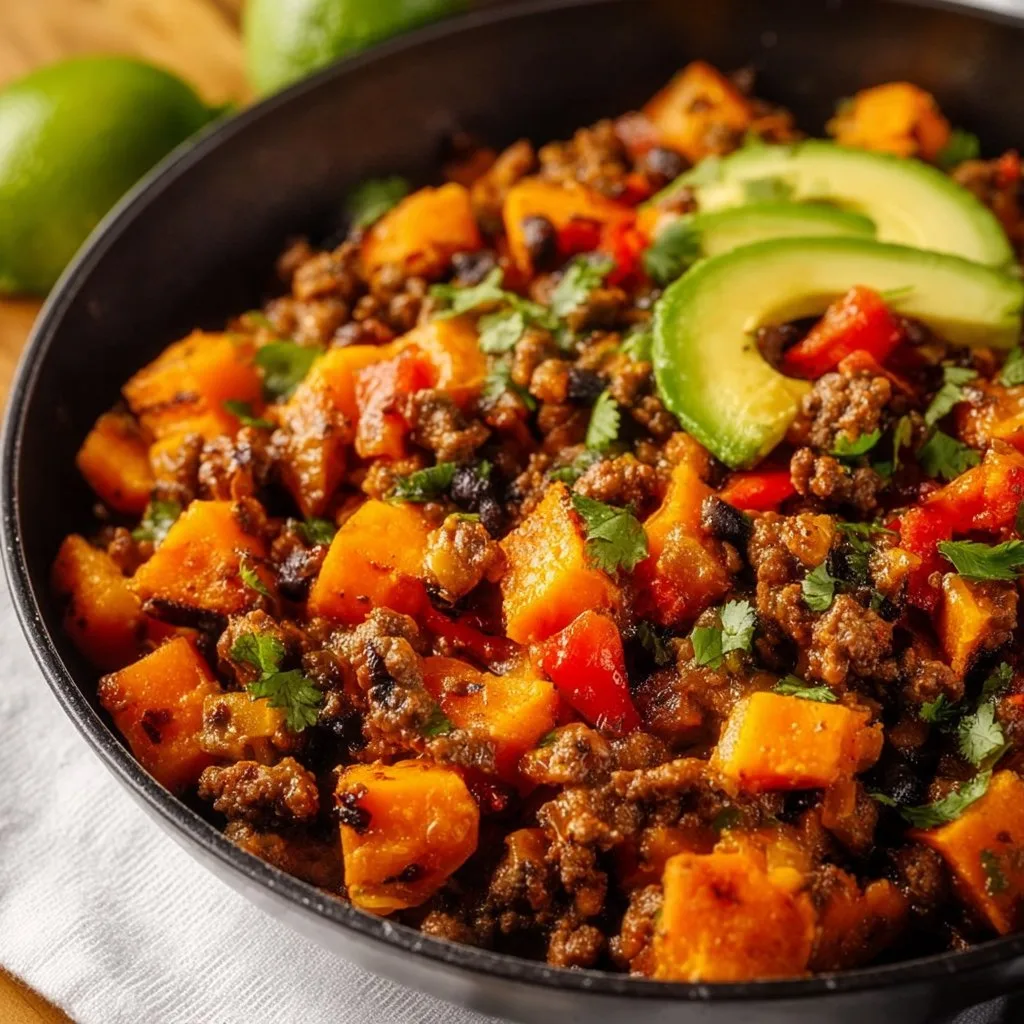 Southwestern Ground Beef Sweet Potato Skillet