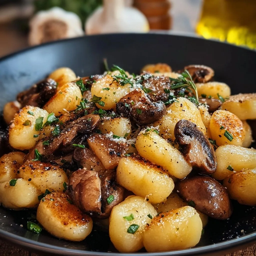 Pan-Fried Gnocchi with Garlic Butter Mushrooms