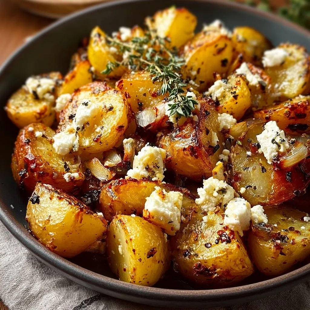 Roasted Potatoes with Baked Feta and Garlic