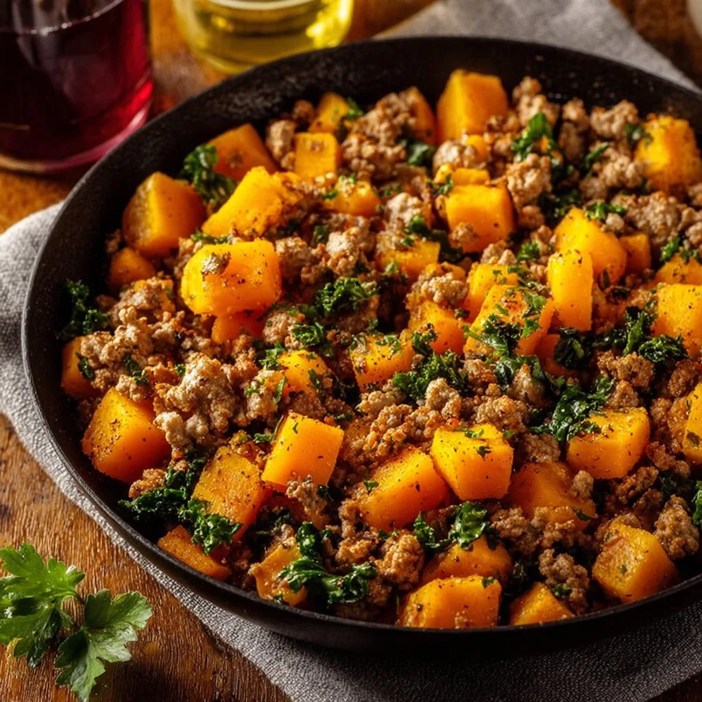 Ground Turkey Butternut Squash Skillet
