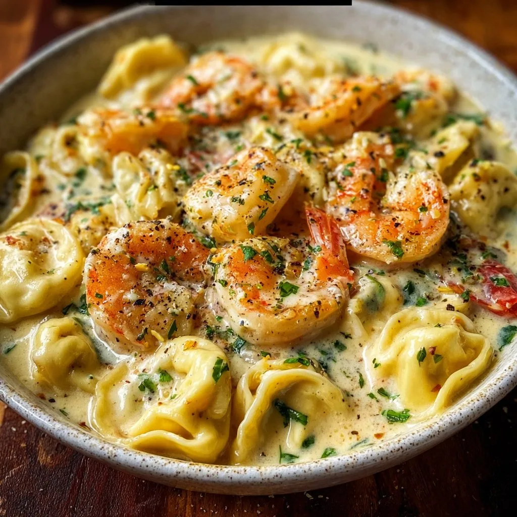 Shrimp Tortellini in Lemon Garlic Cream Sauce
