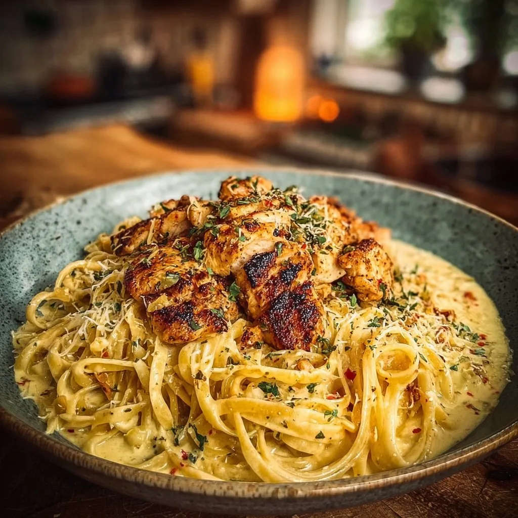 Savory Cajun Chicken and Creamy Garlic Parmesan Linguine