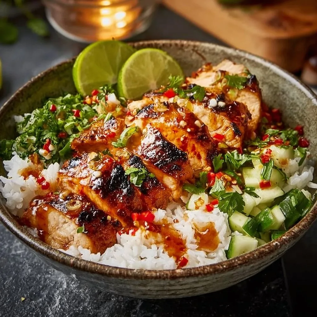 Sweet Chili Chicken Bowl with Coconut Lime Drizzle