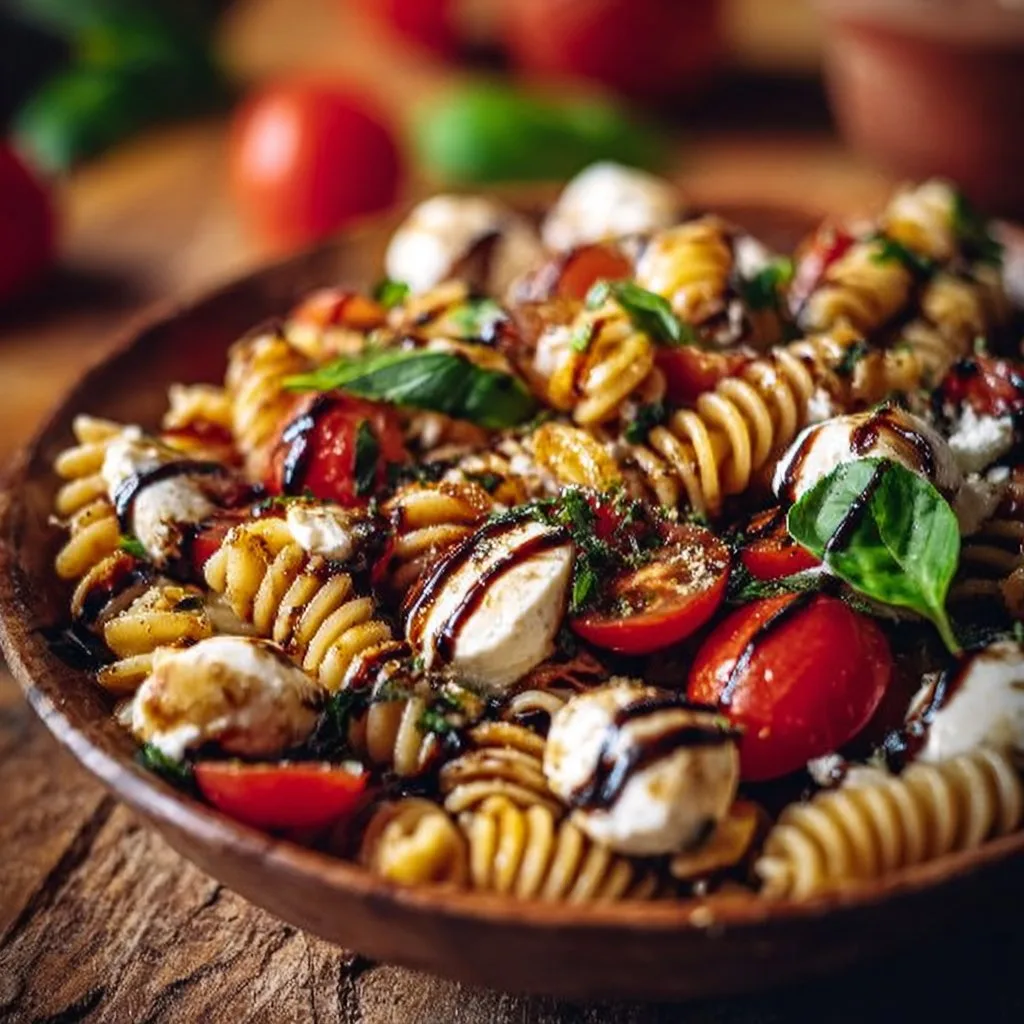 Caprese Pasta Salad with Balsamic Glaze