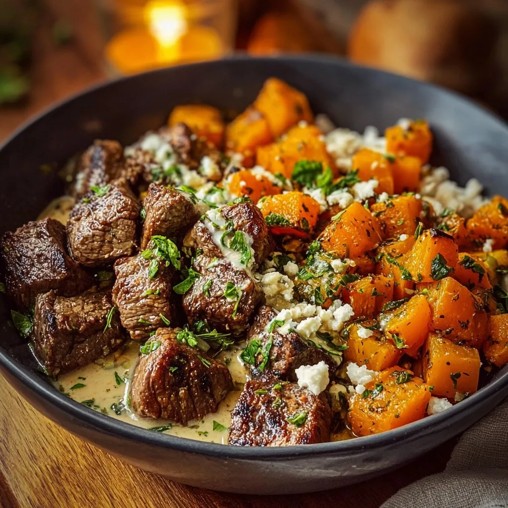 Butternut Squash & Garlic Herb Steak Bowls