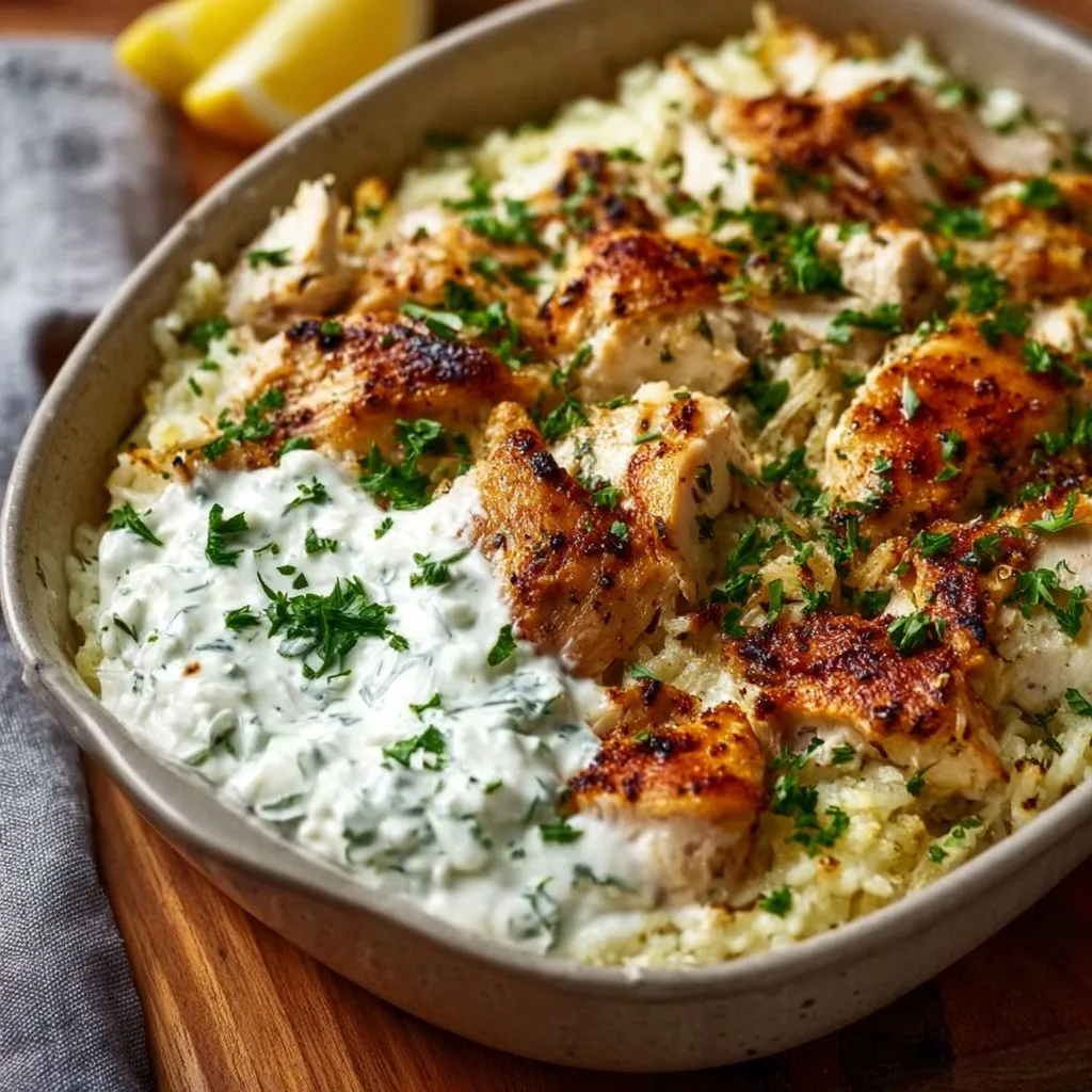 Dump-and-Bake Chicken Tzatziki Casserole