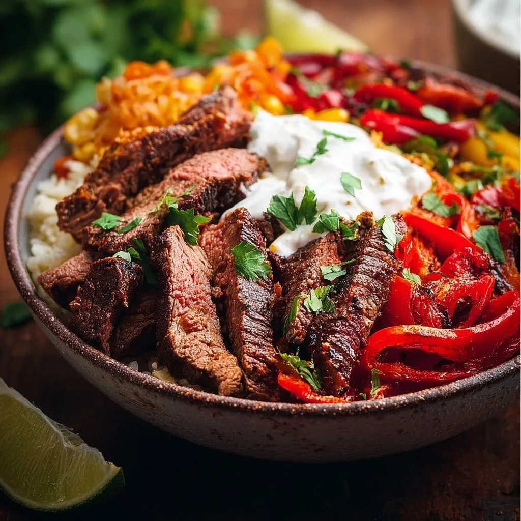 High Protein Steak Fajita Bowl