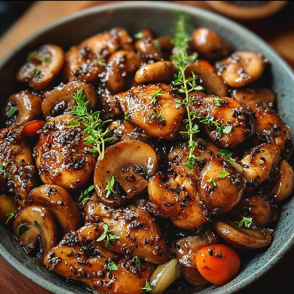 Black Pepper Chicken with Mushrooms