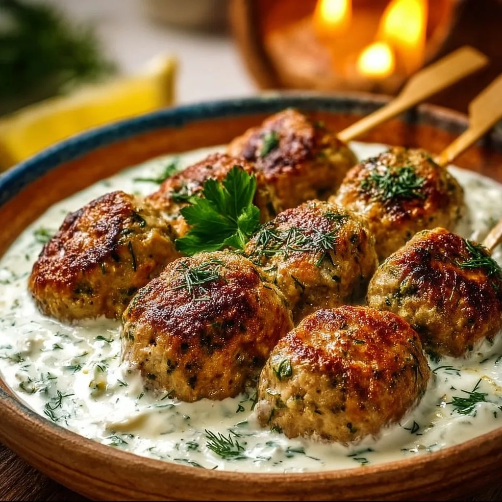 Chicken Kofta Garlic Yogurt Sauce
