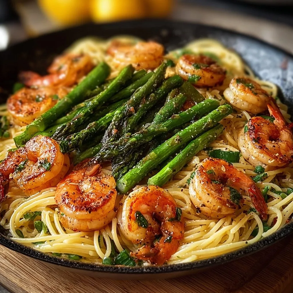 Asparagus Shrimp Angel Hair Pasta